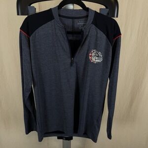 Gonzaga Bulldogs Embroidered Logo Medium Champion 1/4 Zip Top - Heather Blue EUC